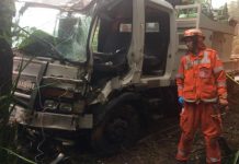 Man freed from crashed truck
