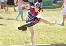 Gumboot throwing competition