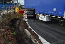 Truck blocks Main Street